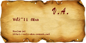 Váli Aba névjegykártya